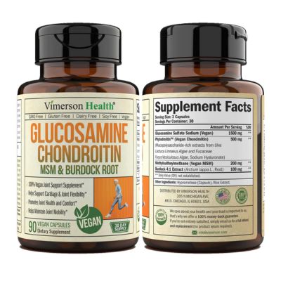Best Joint Supplement - Vimerson Health Vegan Glucosamine Chondroitin Phytodroitin MSM & Burdock Root